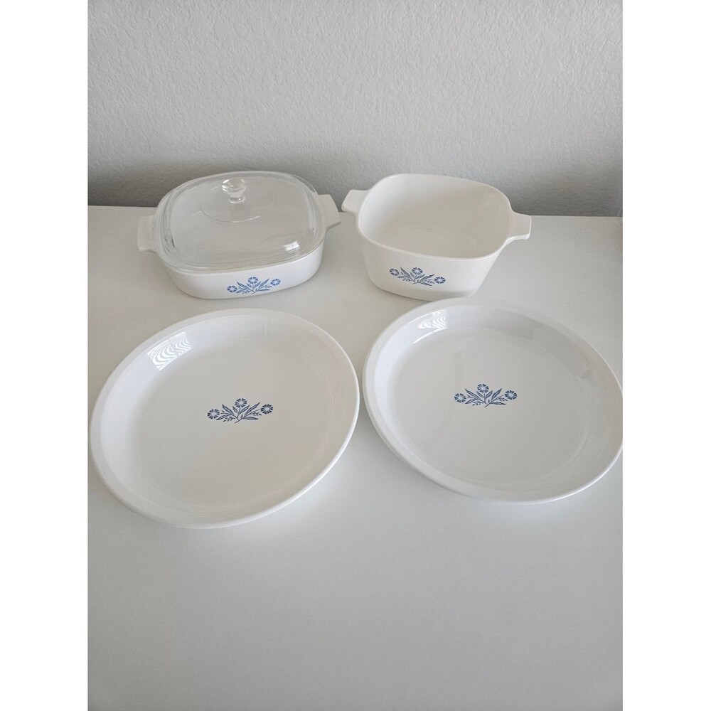 Corning Ware Blue Cornflower Made In USA 70s 80s Flower Pryoceram Cookware